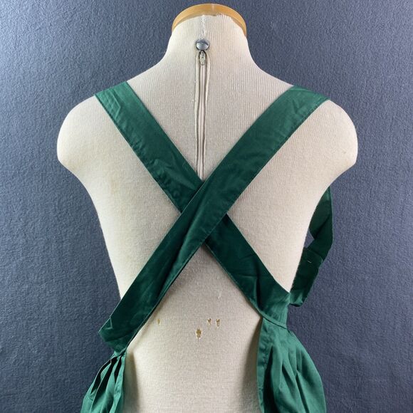 Women Green Cotton Lace Apron Holiday Kitchen Christmas Work Apron with Pockets - Picture 5 of 5